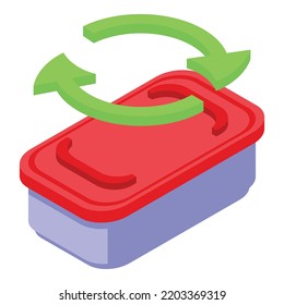 Icono de contenedor de plástico biodegradable. Isométrico del icono del vector del contenedor de plástico biodegradable para el diseño web aislado en fondo blanco