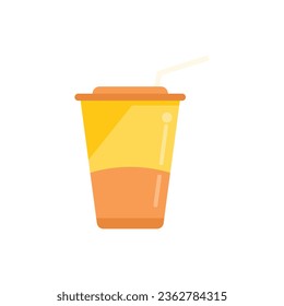 Biodegradable plastic cup icon flat vector. Water container. Ocean ecology isolated