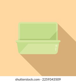 Biodegradable plastic food box icon flat vector. Recycle bottle. Waste garbage