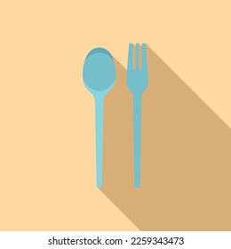 Biodegradable plastic food tools icon flat vector. Water ecology. Eco recycle