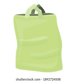 Biologisch abbaubare grüne Plastiktüten-Ikone. Cartoon von biologisch abbaubaren, grünen Plastiktüten, Vektorsymbol für Webdesign einzeln auf weißem Hintergrund