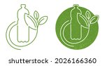 Biodegradable plastic symbolic badge - bottle turns to plant branch - eco friendly compostable material production - environment protection emblem