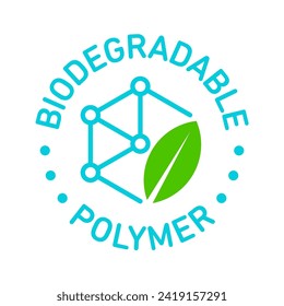 Biodegradable polymers green vector logo icon emblem - eco friendly plastic products