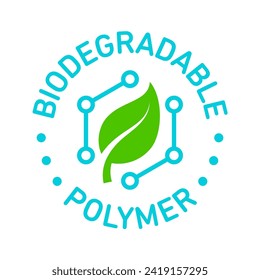 Biodegradable polymers green vector logo icon emblem - eco friendly plastic products