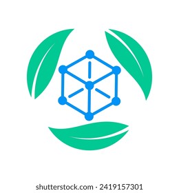 Biodegradable polymers green vector logo icon emblem - eco friendly plastic products