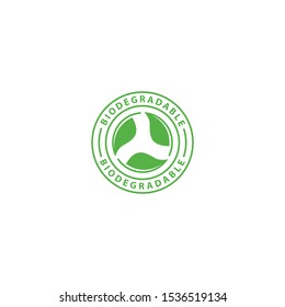 Biodegradable, product label. Vector logo icon template - Shutterstock ID 1536519134