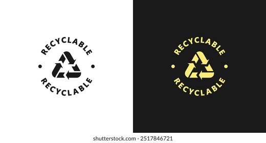 Biodegradable recyclable icon. organic bio package. Plastic free, biodegradable eco safe, recyclable and bio degradable package stamp. Vector