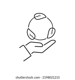Icono de paquete de plástico libre biodegradable reciclable. Modelo de logotipo de etiqueta degradable biológico del vector