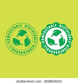 Biodegradable recyclable vector icon. bio recycling and degradable package packet logo