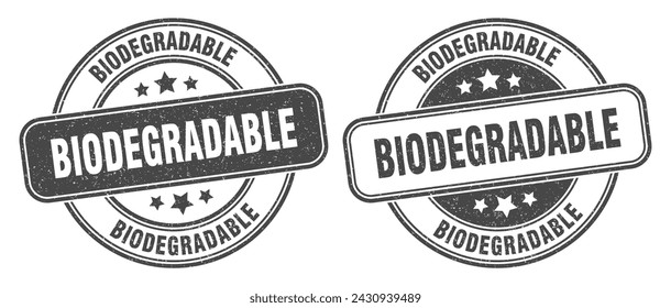 sello biodegradable. signo biodegradable. etiqueta de grunge redondo