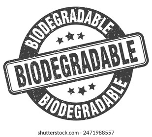 sello biodegradable. signo biodegradable. etiqueta de grunge redondo