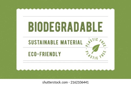 Biodegradable tag. Eco, Bio label    vintage packaging design. Recycle label, tag, sticker design for packaging. Hipster vintage old label template. Vector illustration