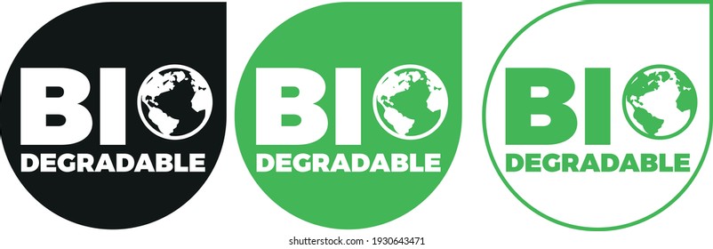 Biodegradable vector green icon, logo eco friendly recycle