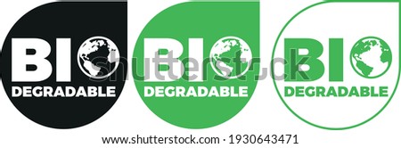 Biodegradable vector green icon, logo eco friendly recycle Stock foto © 