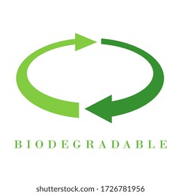 Signo de vector biodegradable sobre fondo blanco