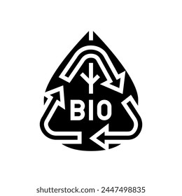 Vector de iconos de glifo de clasificación de residuos biodegradables. signo de clasificación de residuos biodegradables. ilustración de símbolo aislado