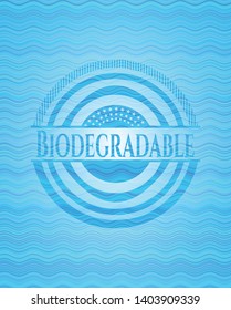 Biodegradable water concept style badge. Vector Illustration. Detailed.