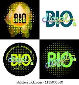 Biodiesel green energy concept. Vector set.  Biofuel emblem