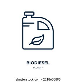 Biodiesel Icon From Ecology Collection. Thin Linear Biodiesel, Fuel, Oil Outline Icon Isolated On White Background. Line Vector Biodiesel Sign, Symbol For Web And Mobile