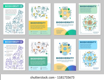 Biodiversity Brochure Template Layout. Flora And Fauna. Animals And Plants. Flyer, Booklet, Leaflet Print Design With Linear Illustrations. Vector Page For Magazine, Annual Report, Advertising Poster