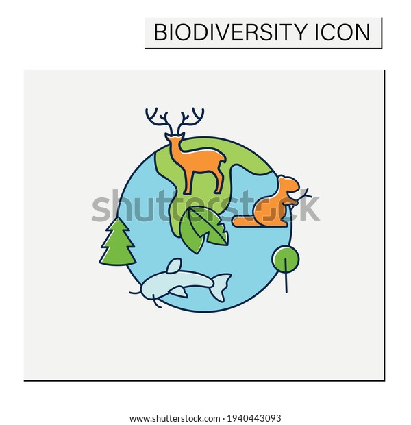 Biodiversity Color Iconvarietylife Variability On Earth Stock Vector ...