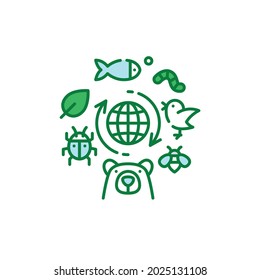 Biodiversity color line icon. Environmental protection. Sign for web page, app. UI UX GUI design element. Editable stroke.