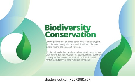 Biodiversity Conservation concept. presentation templates corporate business annual report layout. abstract green leafs with line gradient clean look vector template 
