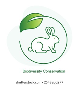 Biodiversity Conservation Icon – A Circle of Various Plants and Animals Signifying Ecosystem Balance.