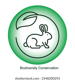 Biodiversity Conservation Icon – A Circle of Various Plants and Animals Signifying Ecosystem Balance.