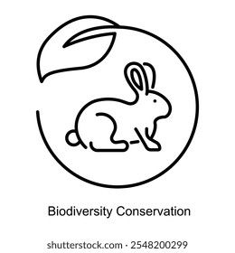 Biodiversity Conservation Icon – A Circle of Various Plants and Animals Signifying Ecosystem Balance.