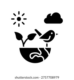 Biodiversity Conservation Icon Glyph Vector Illustration