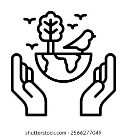 Biodiversity Conservation icon line vector illustration