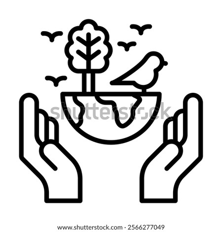 Biodiversity Conservation icon line vector illustration