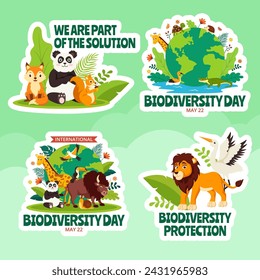 Biodiversity Day Label Flat Cartoon Hand Drawn Templates Background Illustration