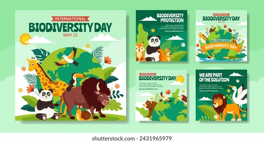 Biodiversity Day Social Media Post Flat Cartoon Hand Drawn Templates Background Illustration