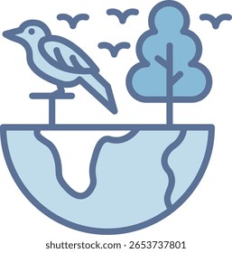Icono de tono azul lleno de biodiversidad