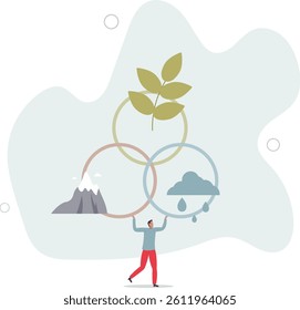 Biodiversity harmony as nature connection and ecosystem balance .flat character life .