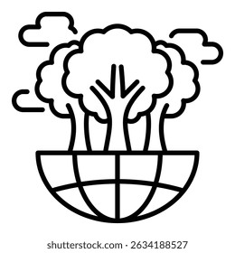 Ícone Biodiversidade, que representa os ecossistemas e o equilíbrio ambiental. Simboliza a conservação da natureza, a proteção do habitat e a sustentabilidade da Terra