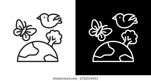 Biodiversity Icon Set. Clean Line Design With Light And Dark Versions For Versatile Use