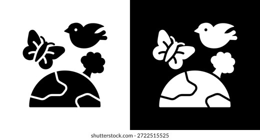 Biodiversity Icon Set. Clean Line Design With Light And Dark Versions For Versatile Use