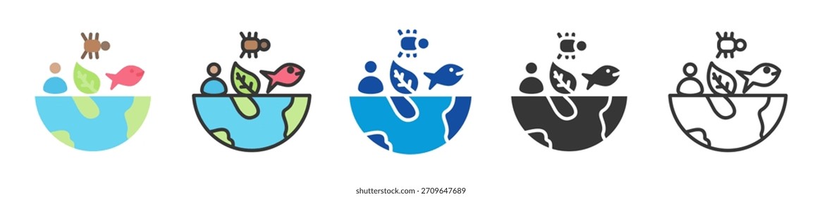 biodiversity icon set multi style various collection