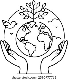 biodiversity icon simple line art 
