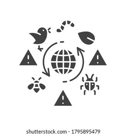 Biodiversity Loss Black Glyph Icon. Extinction Animal Species. Environmental Problems. Sign For Web Page, App. UI UX GUI Design Element.