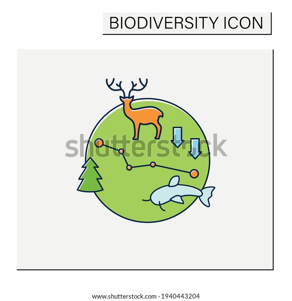 Biodiversity Loss Color Iconlosing Different Kinds Stock Vector ...