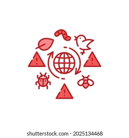 Biodiversity loss color line icon. Extinction animal species. Environmental problems. Sign for web page, app. UI UX GUI design element. Editable stroke.