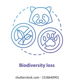 Biodiversity loss concept icon. Disappearance of plants and animals from planet idea thin line illustration in gradient blue. Extinction of species. Vector isolated outline drawing