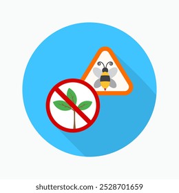 Biodiversity loss flat icon isolated on circular colored background with long shadow. For sign, symbol, infographics, presentation or web graphics.