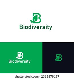 biodiversity modern B Icon related logo design template