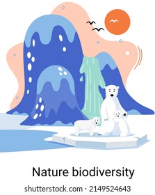 Biodiversity in nature as environment variety of life on Earth planet. Saving wildlife ecosystem concept. Protection and care of flora and fauna, eco friendly human activity, many biological species