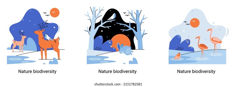 Biodiversity in nature as environment variety of life on Earth planet. Saving wildlife ecosystem metaphor. Protection and care of flora and fauna, eco friendly human activity, many biological species